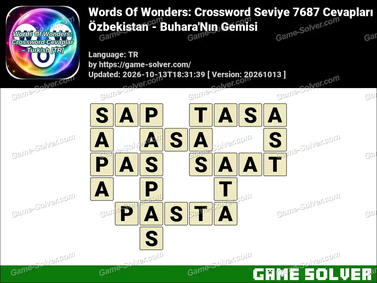 Words Of Wonders: Crossword Seviye 7687 Cevapları – Özbekistan – Buhara’Nın Gemisi